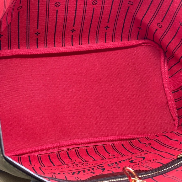 Louis Vuitton Damier Ebene Neverfull Mm Ceries Cherry Red Shoulder Tote Bag LV - Picture 13 of 16